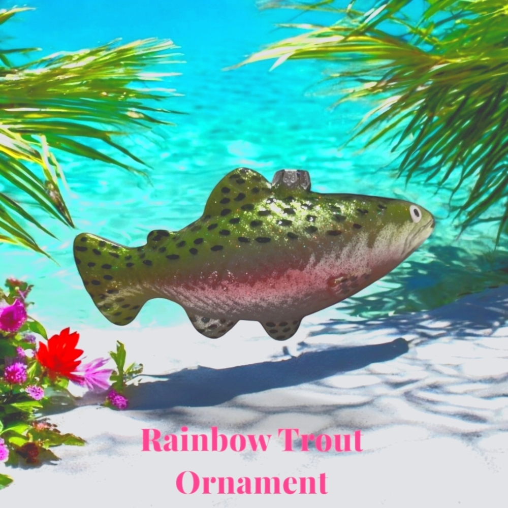 Rainbow trout glass ornament by Robert Stanley NWT